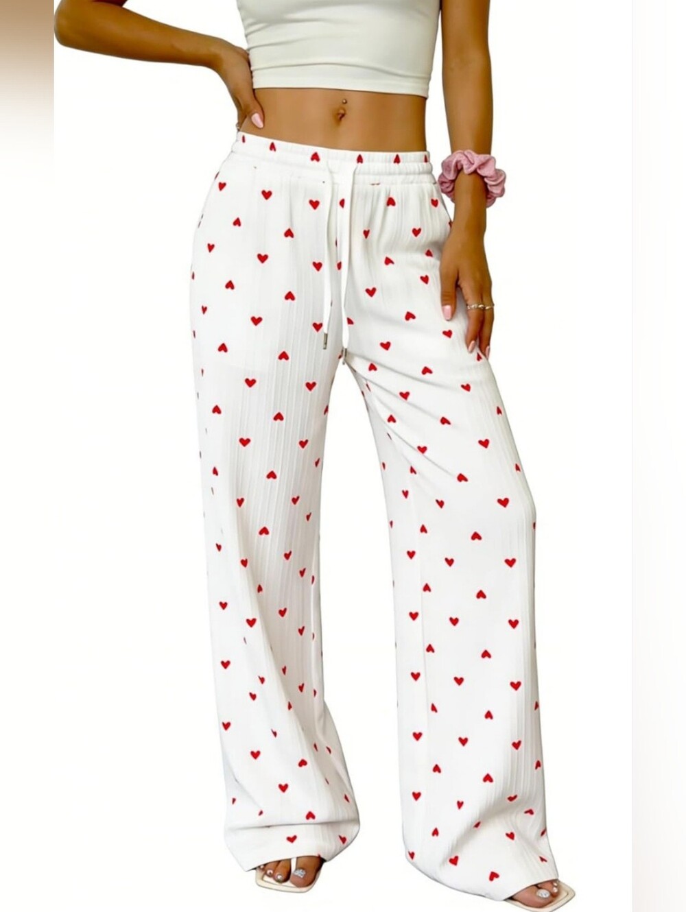 Heart Print Wide Leg Lounge Pants NWT XL 12/14 Summer Lightweight